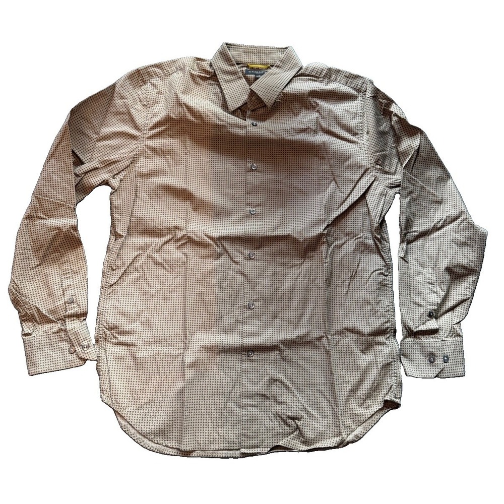 Banana Republic Slim Fit Men's L Beige Geometric Long Sleeve Button-Up Shirt
